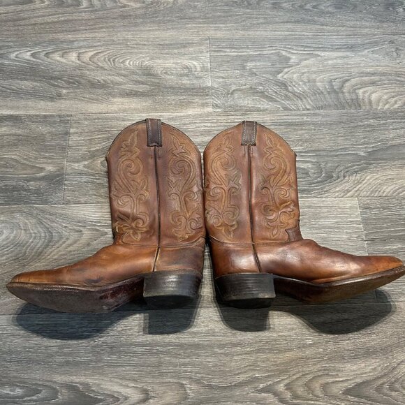 Justin Men's 10.5D Apache Brown Leather Western Cowboy Round Toe Boots 2253 - Picture 2 of 12